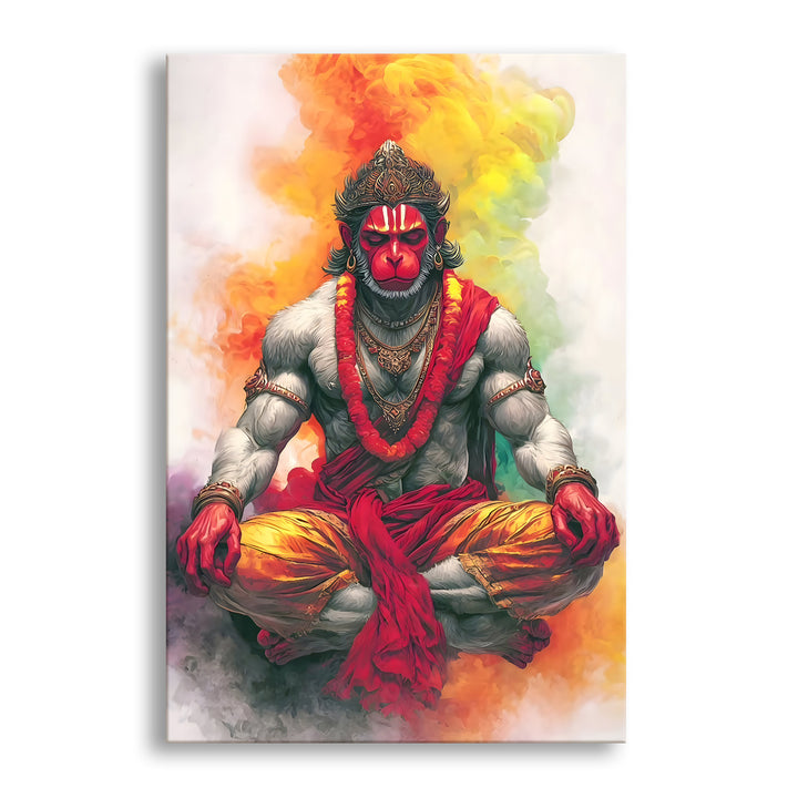 Lord Hanuman Wall Art | HD Canvas Print Gallery Wrap Painting | Ready to Hang | Perfect for Pooja Room & Office Décor | Size: 20x30 Inch (BBWA05)