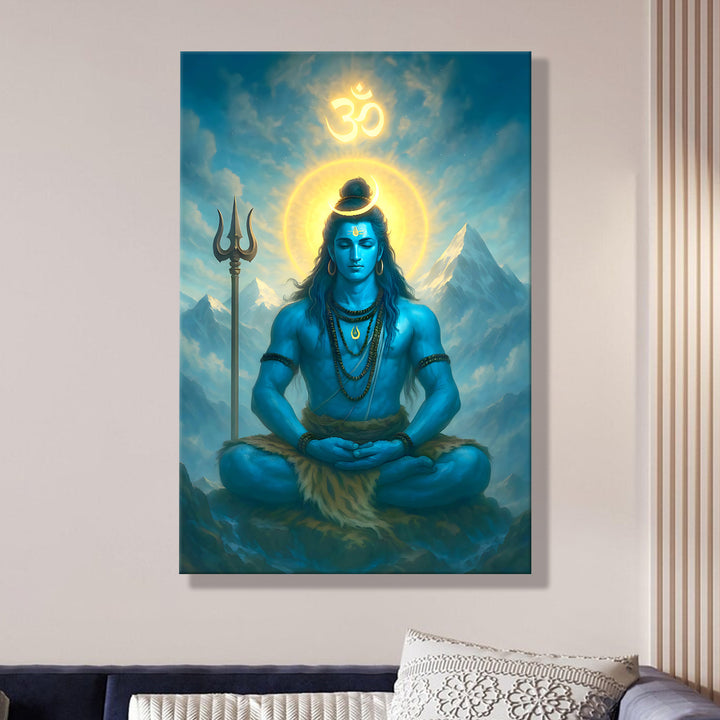 Lord Shiva Wall Art | HD Canvas Print Gallery Wrap Painting | Ready to Hang | Perfect for Pooja Room & Office Décor | Size: 20x30 Inch (SHWA04)