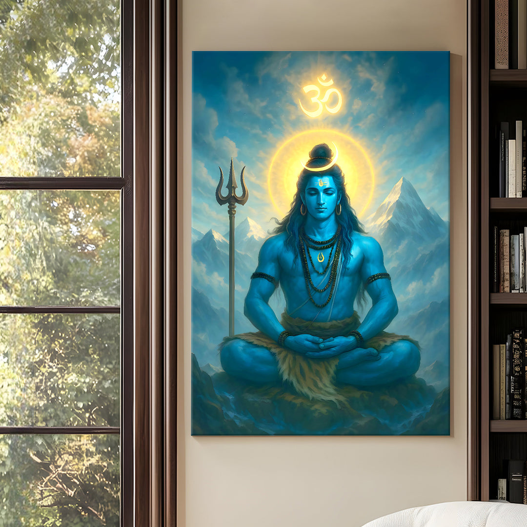 Lord Shiva Wall Art | HD Canvas Print Gallery Wrap Painting | Ready to Hang | Perfect for Pooja Room & Office Décor | Size: 20x30 Inch (SHWA04)