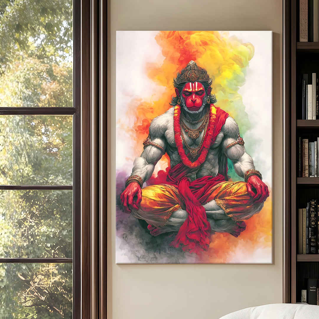 Lord Hanuman Wall Art | HD Canvas Print Gallery Wrap Painting | Ready to Hang | Perfect for Pooja Room & Office Décor | Size: 20x30 Inch (BBWA05)