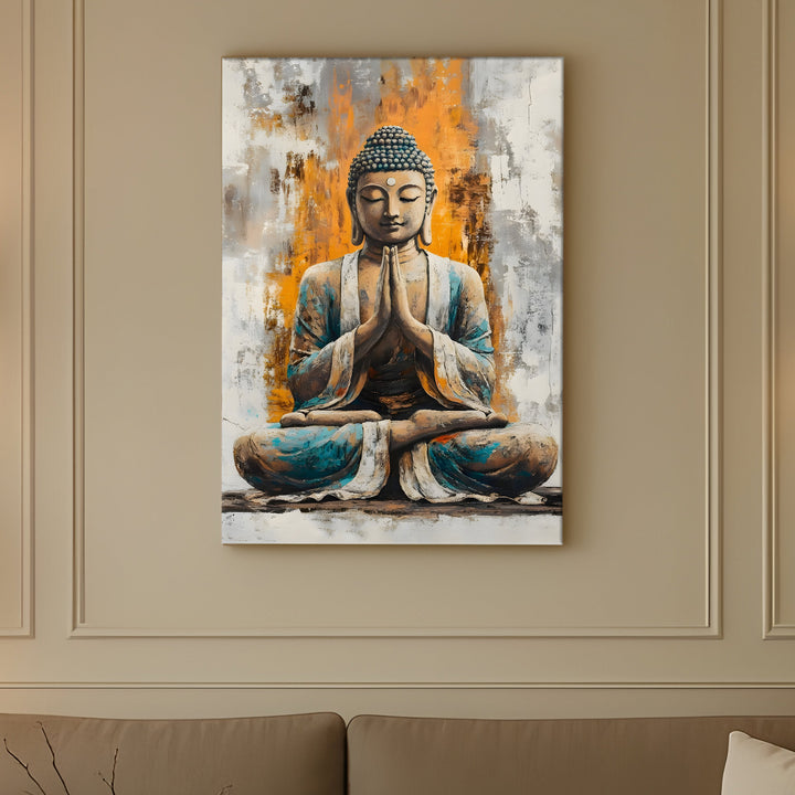 Serene Buddha Meditation Wall Art | HD Canvas Print Gallery Wrap Painting | Ready to Hang | Perfect for Pooja Room & Office Décor | Size: 20x30 Inch (BDWA53)