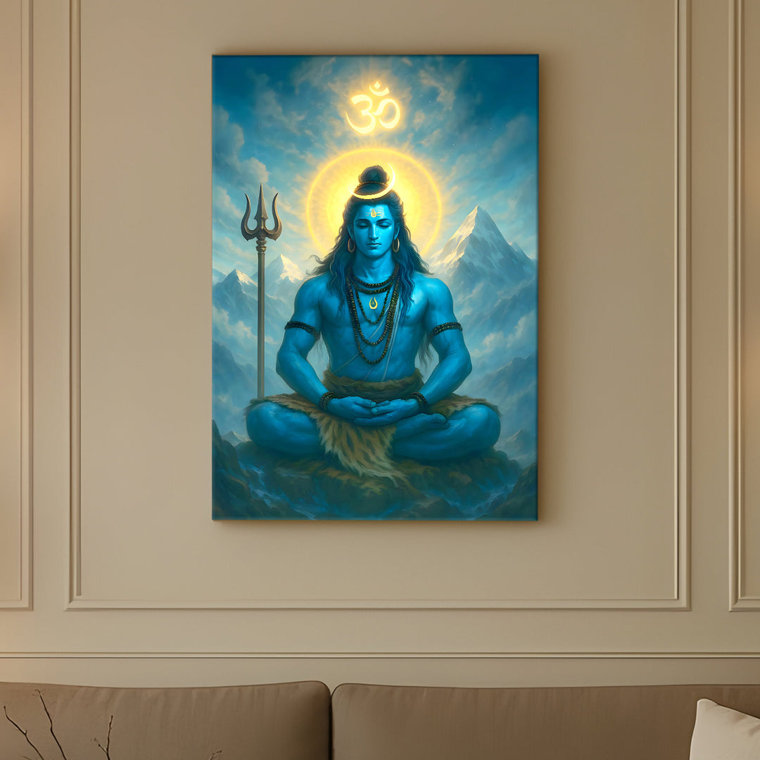 Lord Shiva Wall Art | HD Canvas Print Gallery Wrap Painting | Ready to Hang | Perfect for Pooja Room & Office Décor | Size: 20x30 Inch (SHWA04)