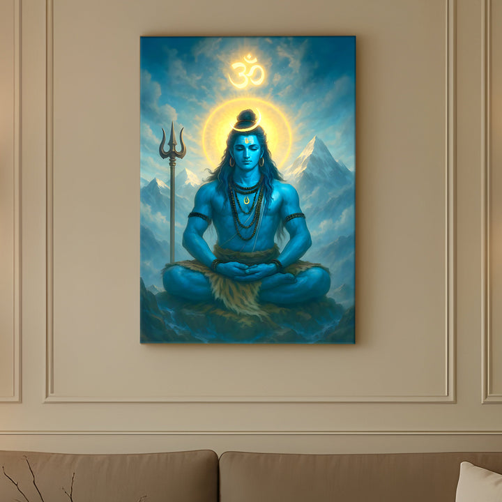 Lord Shiva Wall Art | HD Canvas Print Gallery Wrap Painting | Ready to Hang | Perfect for Pooja Room & Office Décor | Size: 20x30 Inch (SHWA04)