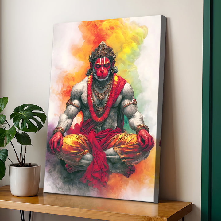 Lord Hanuman Wall Art | HD Canvas Print Gallery Wrap Painting | Ready to Hang | Perfect for Pooja Room & Office Décor | Size: 20x30 Inch (BBWA05)