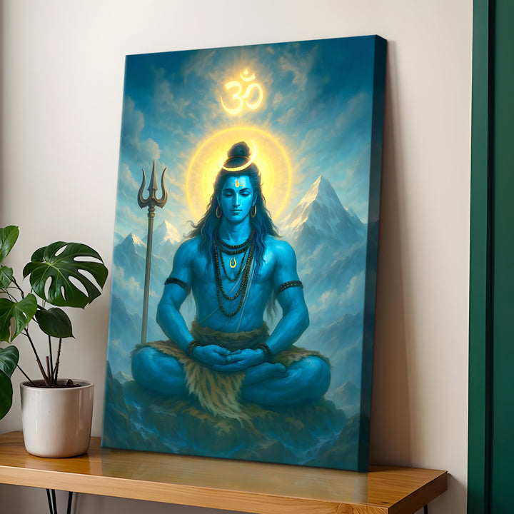 Lord Shiva Wall Art | HD Canvas Print Gallery Wrap Painting | Ready to Hang | Perfect for Pooja Room & Office Décor | Size: 20x30 Inch (SHWA04)