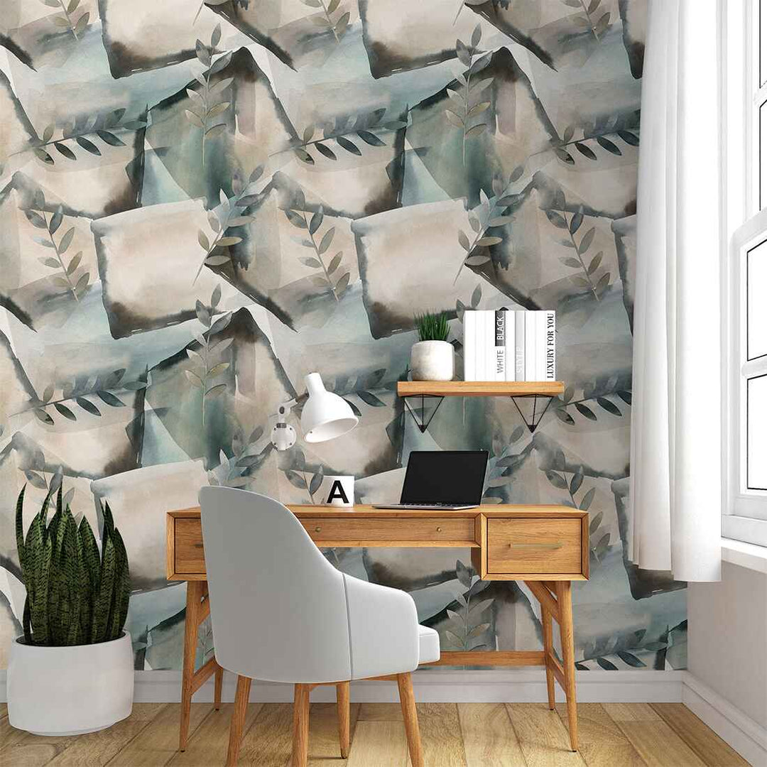 3D Luxury Green leaf's Watercolor Wallpaper for Home and Office