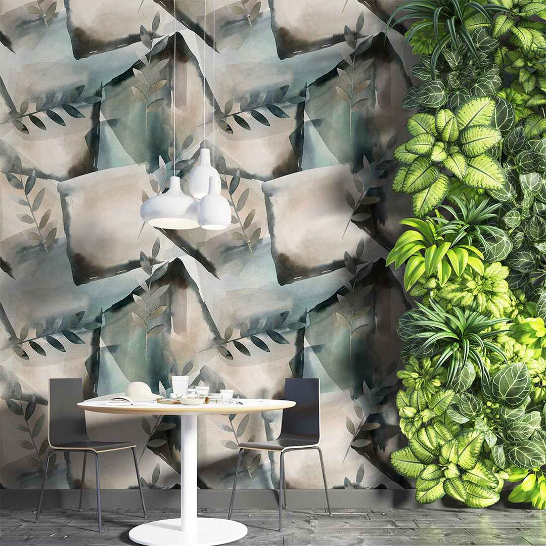 3D Luxury Green leaf's Watercolor Wallpaper for Home and Office