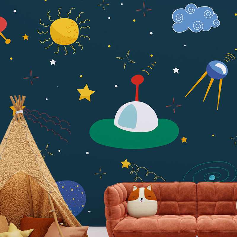 Personalized Cosmos Planets Wall Mural For Nursery Kids Wallpapers
