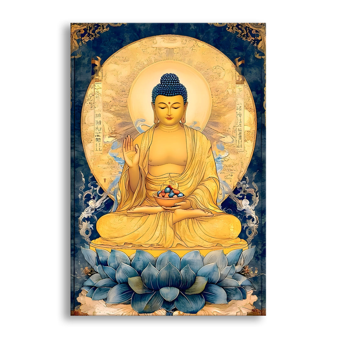 Serene Buddha Meditation Wall Art | HD Canvas Print Gallery Wrap Painting | Ready to Hang | Perfect for Pooja Room & Office Décor | Size: 20x30 Inch (BDWA54)