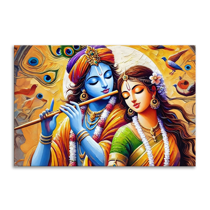Radha Krishna Divine Harmony Wall Art | HD Canvas Print Gallery Wrap Painting | Ready to Hang | Perfect for Pooja Room & Office Décor | Size: 20x30 Inch (RKWA19)
