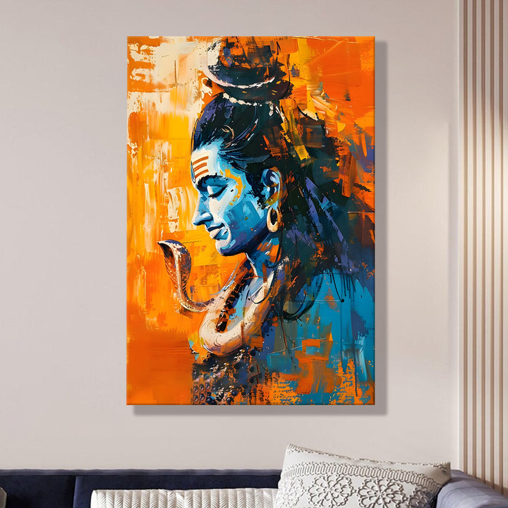Lord Shiva Wall Art | HD Canvas Print Gallery Wrap Painting | Ready to Hang | Perfect for Pooja Room & Office Décor | Size: 20x30 Inch (SHWA05)