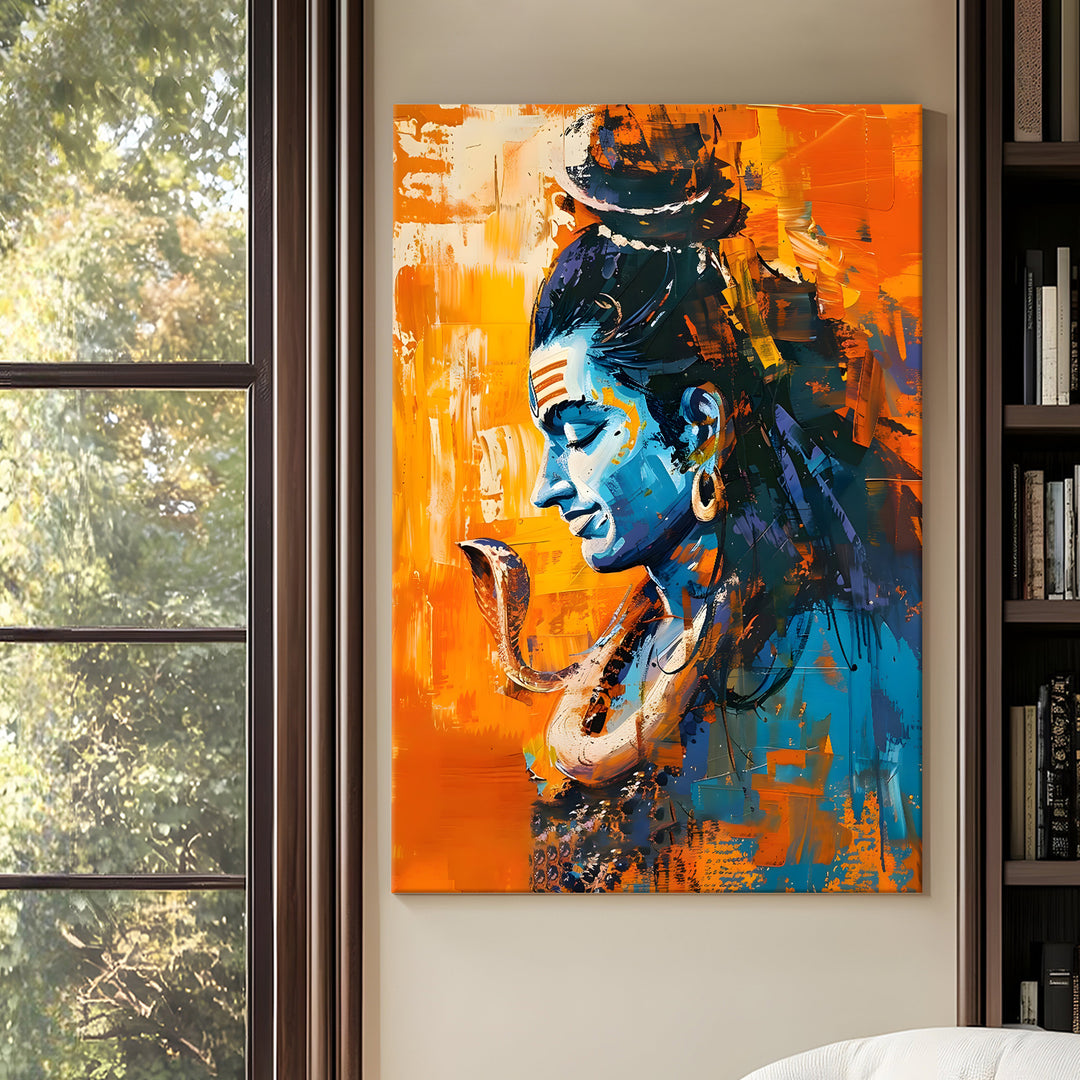 Lord Shiva Wall Art | HD Canvas Print Gallery Wrap Painting | Ready to Hang | Perfect for Pooja Room & Office Décor | Size: 20x30 Inch (SHWA05)