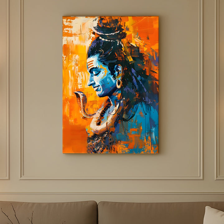 Lord Shiva Wall Art | HD Canvas Print Gallery Wrap Painting | Ready to Hang | Perfect for Pooja Room & Office Décor | Size: 20x30 Inch (SHWA05)