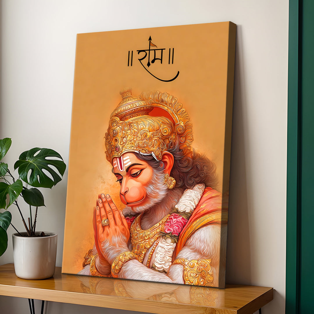 Lord Hanuman Wall Art | HD Canvas Print Gallery Wrap Painting | Ready to Hang | Perfect for Pooja Room & Office Décor | Size: 20x30 Inch (BBWA06)