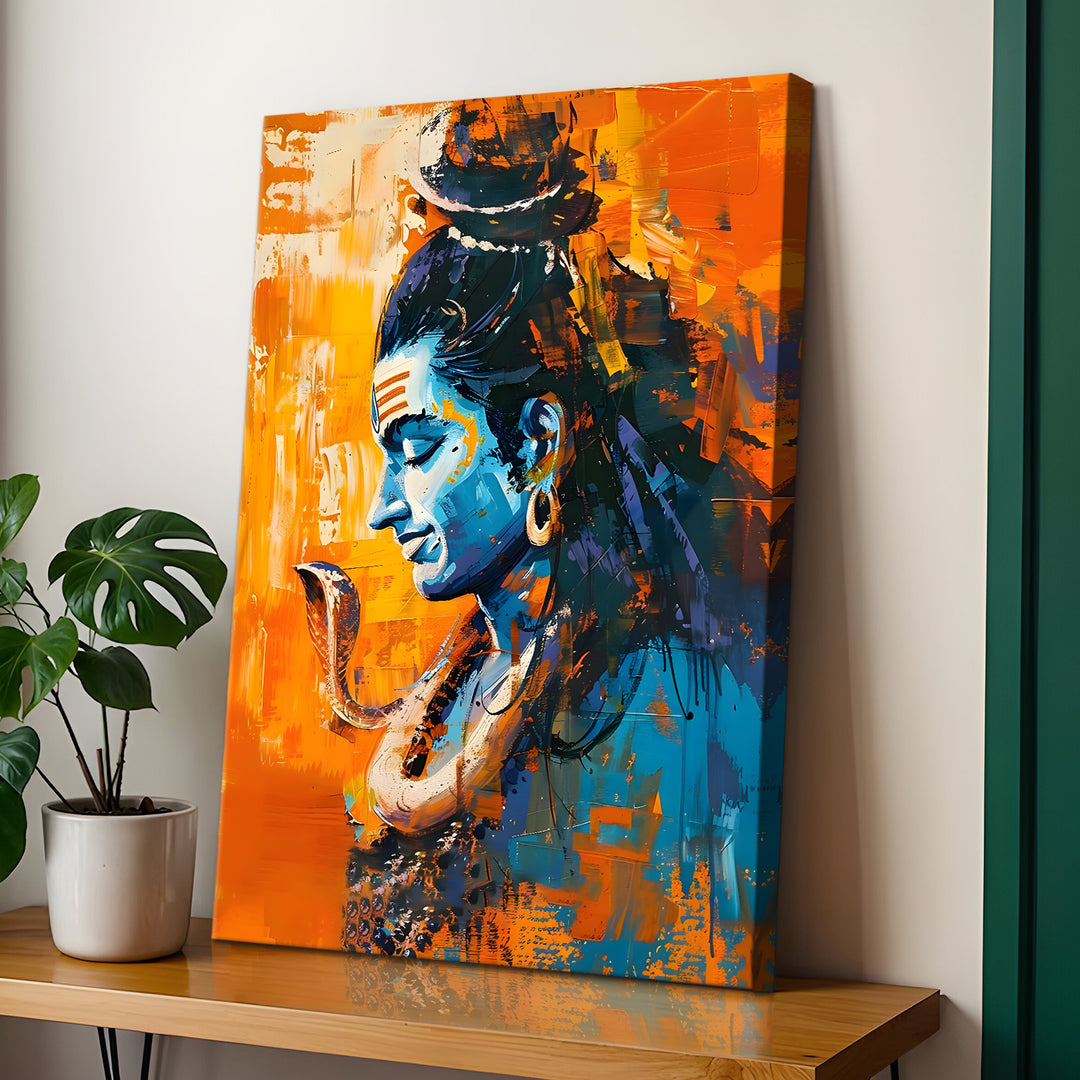 Lord Shiva Wall Art | HD Canvas Print Gallery Wrap Painting | Ready to Hang | Perfect for Pooja Room & Office Décor | Size: 20x30 Inch (SHWA05)
