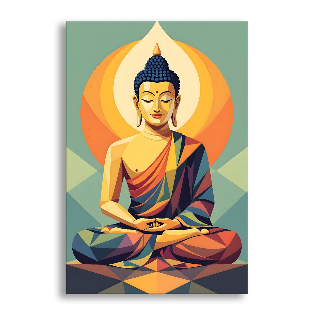 Serene Buddha Meditation Wall Art | HD Canvas Print Gallery Wrap Painting | Ready to Hang | Perfect for Pooja Room & Office Décor | Size: 20x30 Inch (BDWA55)