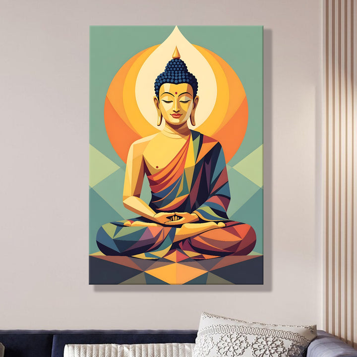 Serene Buddha Meditation Wall Art | HD Canvas Print Gallery Wrap Painting | Ready to Hang | Perfect for Pooja Room & Office Décor | Size: 20x30 Inch (BDWA55)