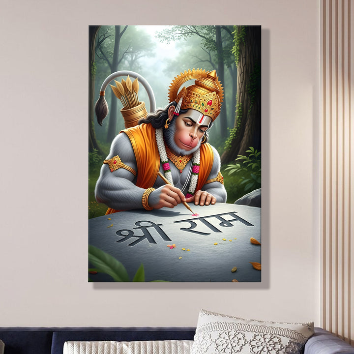 Lord Hanuman Wall Art | HD Canvas Print Gallery Wrap Painting | Ready to Hang | Perfect for Pooja Room & Office Décor | Size: 20x30 Inch (BBWA07)