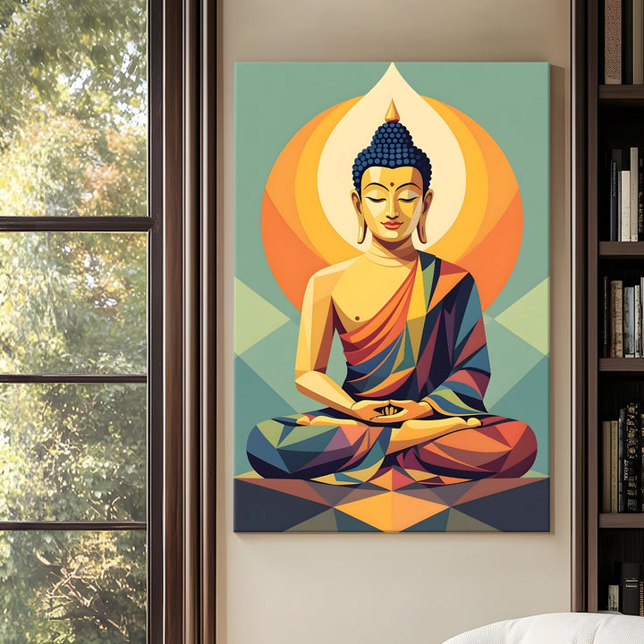 Serene Buddha Meditation Wall Art | HD Canvas Print Gallery Wrap Painting | Ready to Hang | Perfect for Pooja Room & Office Décor | Size: 20x30 Inch (BDWA55)