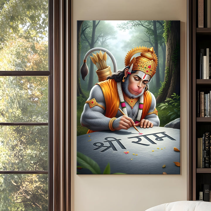 Lord Hanuman Wall Art | HD Canvas Print Gallery Wrap Painting | Ready to Hang | Perfect for Pooja Room & Office Décor | Size: 20x30 Inch (BBWA07)