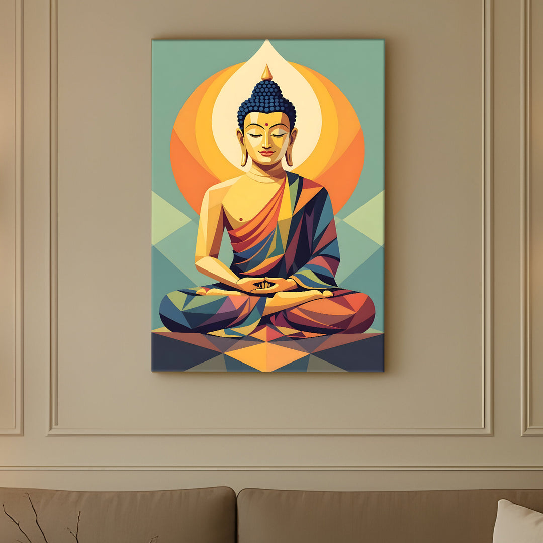Serene Buddha Meditation Wall Art | HD Canvas Print Gallery Wrap Painting | Ready to Hang | Perfect for Pooja Room & Office Décor | Size: 20x30 Inch (BDWA55)