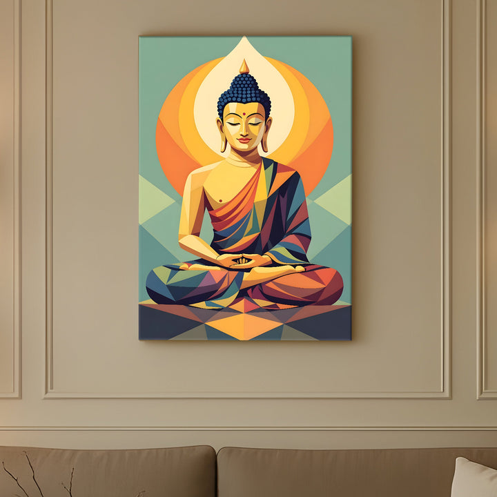 Serene Buddha Meditation Wall Art | HD Canvas Print Gallery Wrap Painting | Ready to Hang | Perfect for Pooja Room & Office Décor | Size: 20x30 Inch (BDWA55)