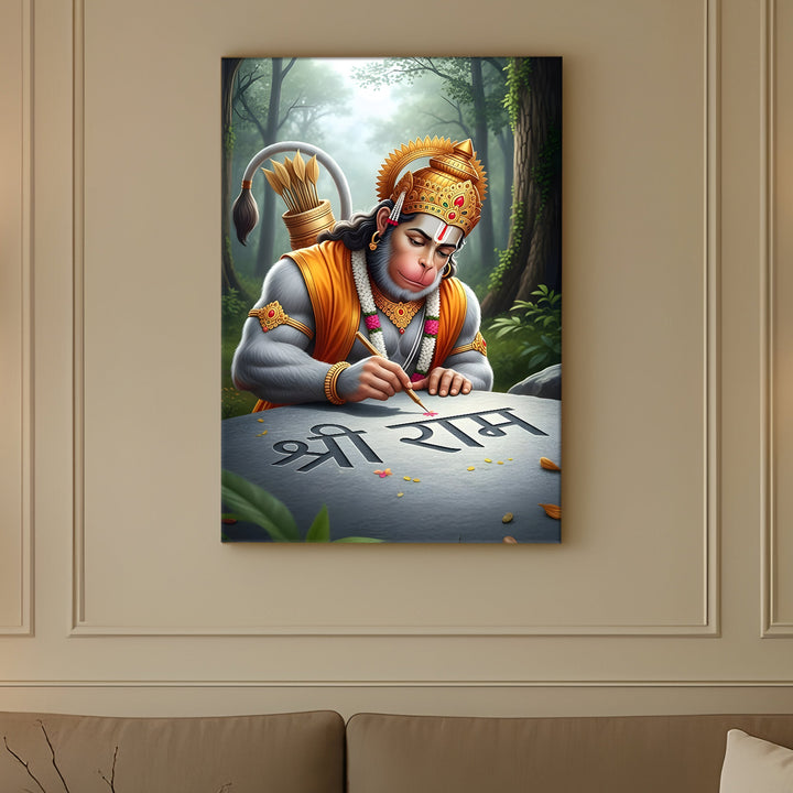 Lord Hanuman Wall Art | HD Canvas Print Gallery Wrap Painting | Ready to Hang | Perfect for Pooja Room & Office Décor | Size: 20x30 Inch (BBWA07)