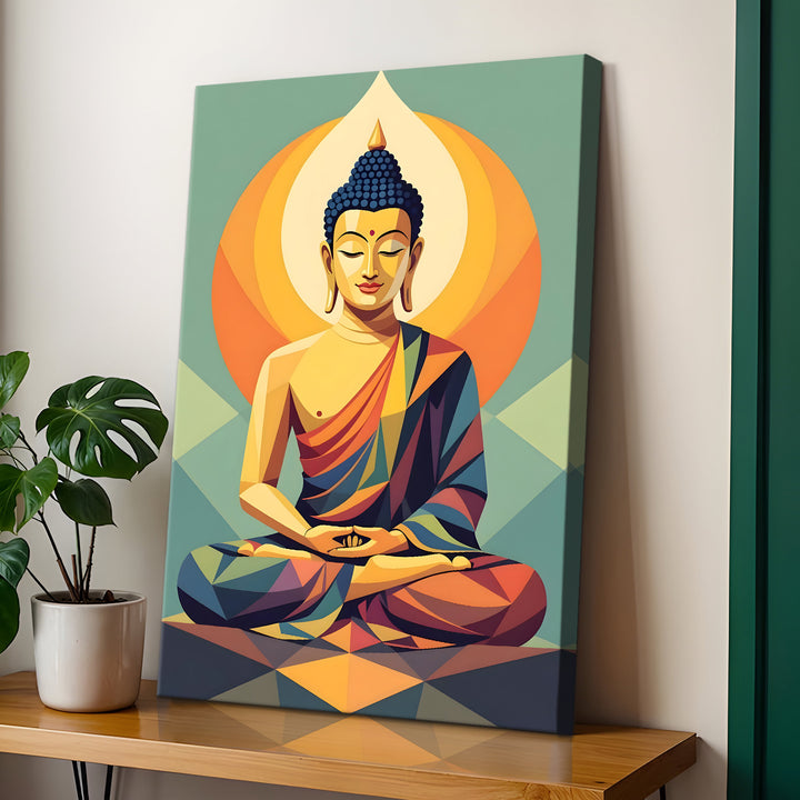 Serene Buddha Meditation Wall Art | HD Canvas Print Gallery Wrap Painting | Ready to Hang | Perfect for Pooja Room & Office Décor | Size: 20x30 Inch (BDWA55)