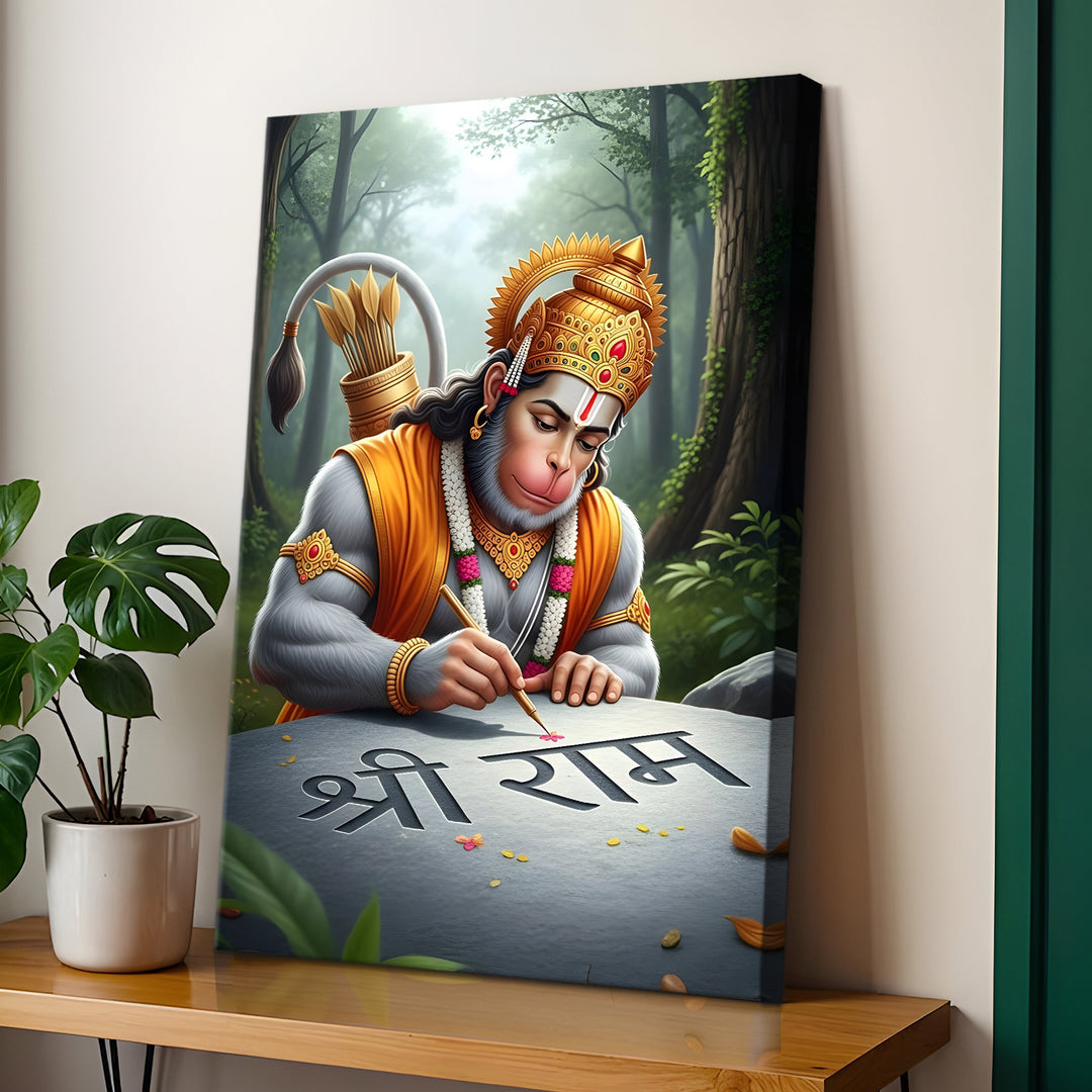 Lord Hanuman Wall Art | HD Canvas Print Gallery Wrap Painting | Ready to Hang | Perfect for Pooja Room & Office Décor | Size: 20x30 Inch (BBWA07)
