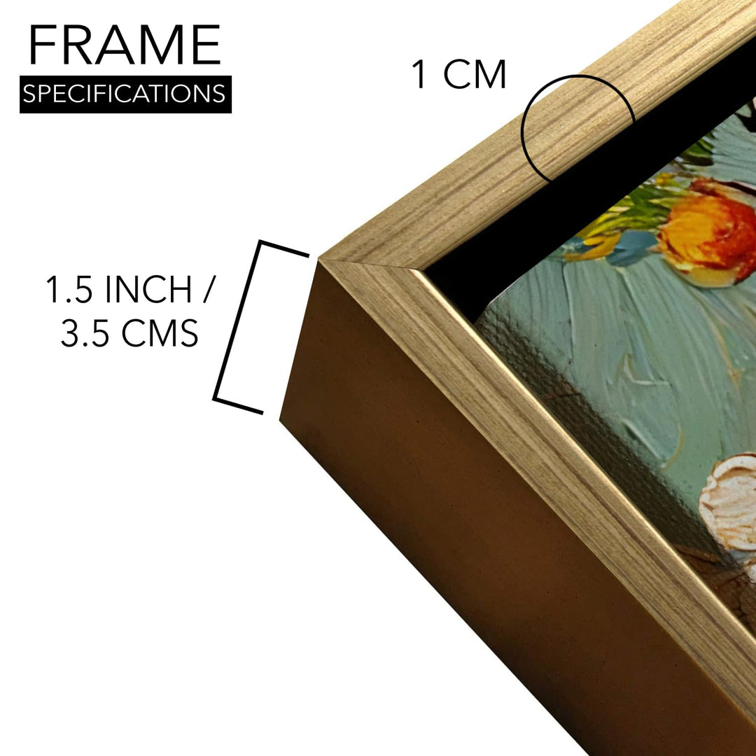 Luxury Floral Landscape Wall Art 24x48 Inch | Golden Floater Frame HD Canvas Print | Ready to Hang (FLOWA037)