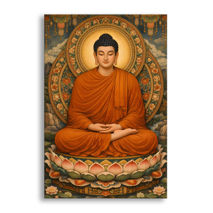 Serene Buddha Meditation Wall Art | HD Canvas Print Gallery Wrap Painting | Ready to Hang | Perfect for Pooja Room & Office Décor | Size: 20x30 Inch (BDWA56)