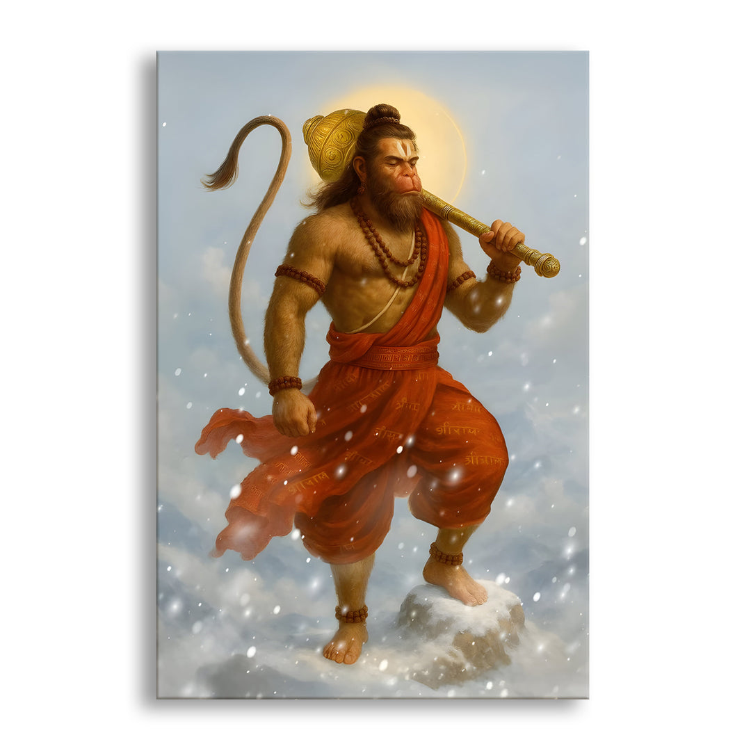 Lord Hanuman Wall Art | HD Canvas Print Gallery Wrap Painting | Ready to Hang | Perfect for Pooja Room & Office Décor | Size: 20x30 Inch (BBWA08)