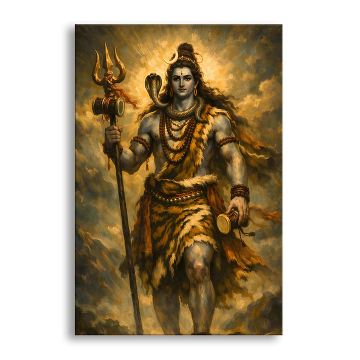 Lord Shiva Wall Art | HD Canvas Print Gallery Wrap Painting | Ready to Hang | Perfect for Pooja Room & Office Décor | Size: 20x30 Inch (SHWA07)