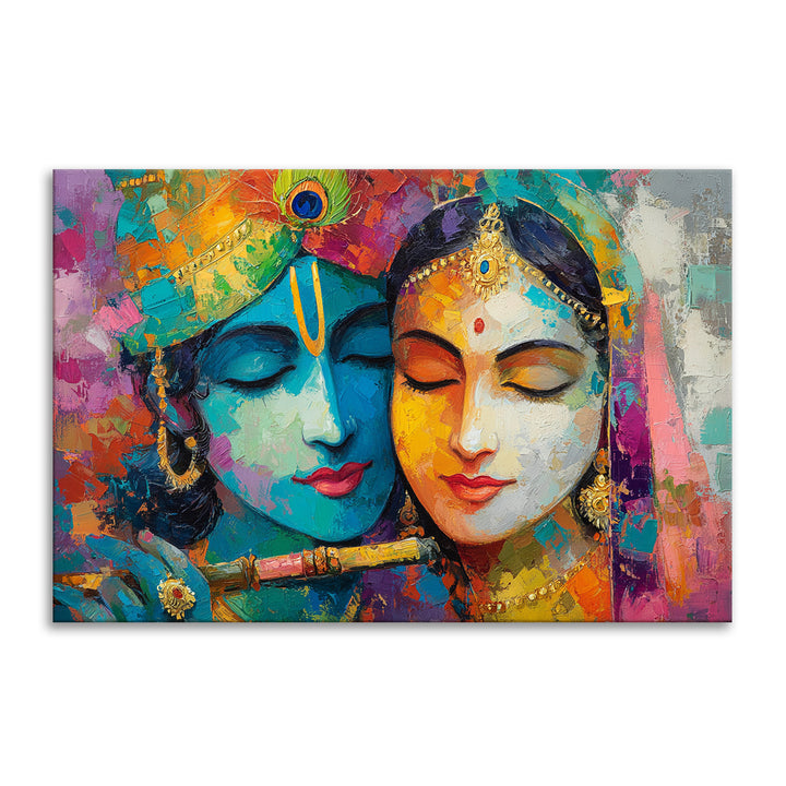 Radha Krishna Divine Harmony Wall Art | HD Canvas Print Gallery Wrap Painting | Ready to Hang | Perfect for Pooja Room & Office Décor (RKWA21)