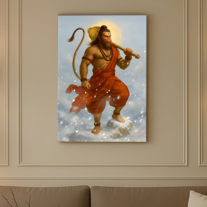 Lord Hanuman Wall Art | HD Canvas Print Gallery Wrap Painting | Ready to Hang | Perfect for Pooja Room & Office Décor | Size: 20x30 Inch (BBWA08)
