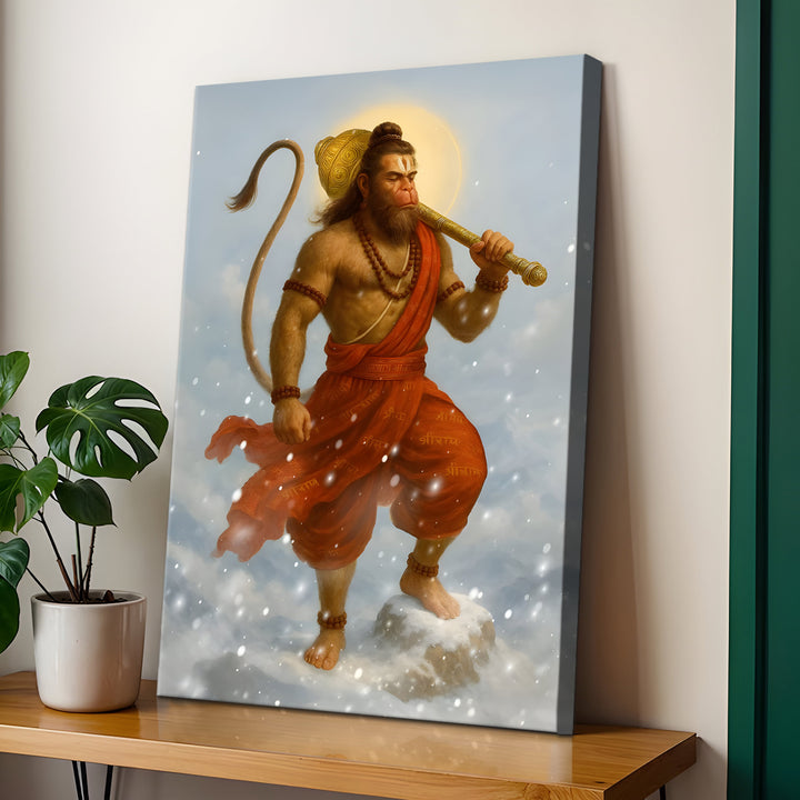 Lord Hanuman Wall Art | HD Canvas Print Gallery Wrap Painting | Ready to Hang | Perfect for Pooja Room & Office Décor | Size: 20x30 Inch (BBWA08)