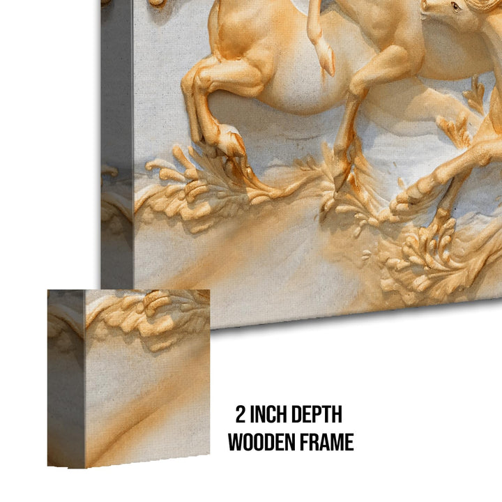 Seven Running Horses Wall Painting – Symbol of Prosperity, Success & Positive Energy | Premium Vastu Artwork for Home & Office Decor | HD Canvas Print (24 Inch x 48 Inch) (VAWA78)