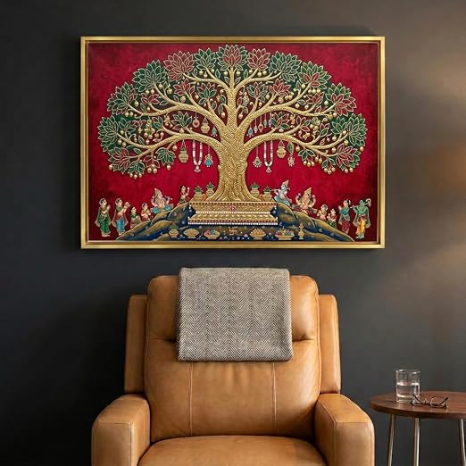 Kalpavriksha Tree Wall Art Painting Framed Canvas (KVGFF-01)