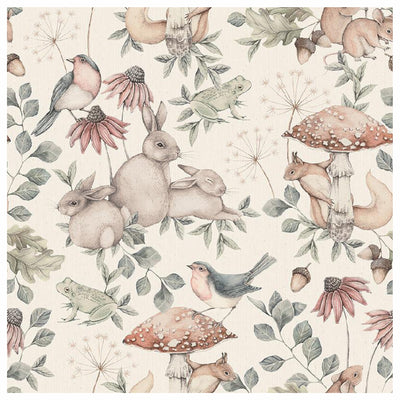 Rabbits and Mushrooms Wallpaper For Kids Rooms Wall Decoration