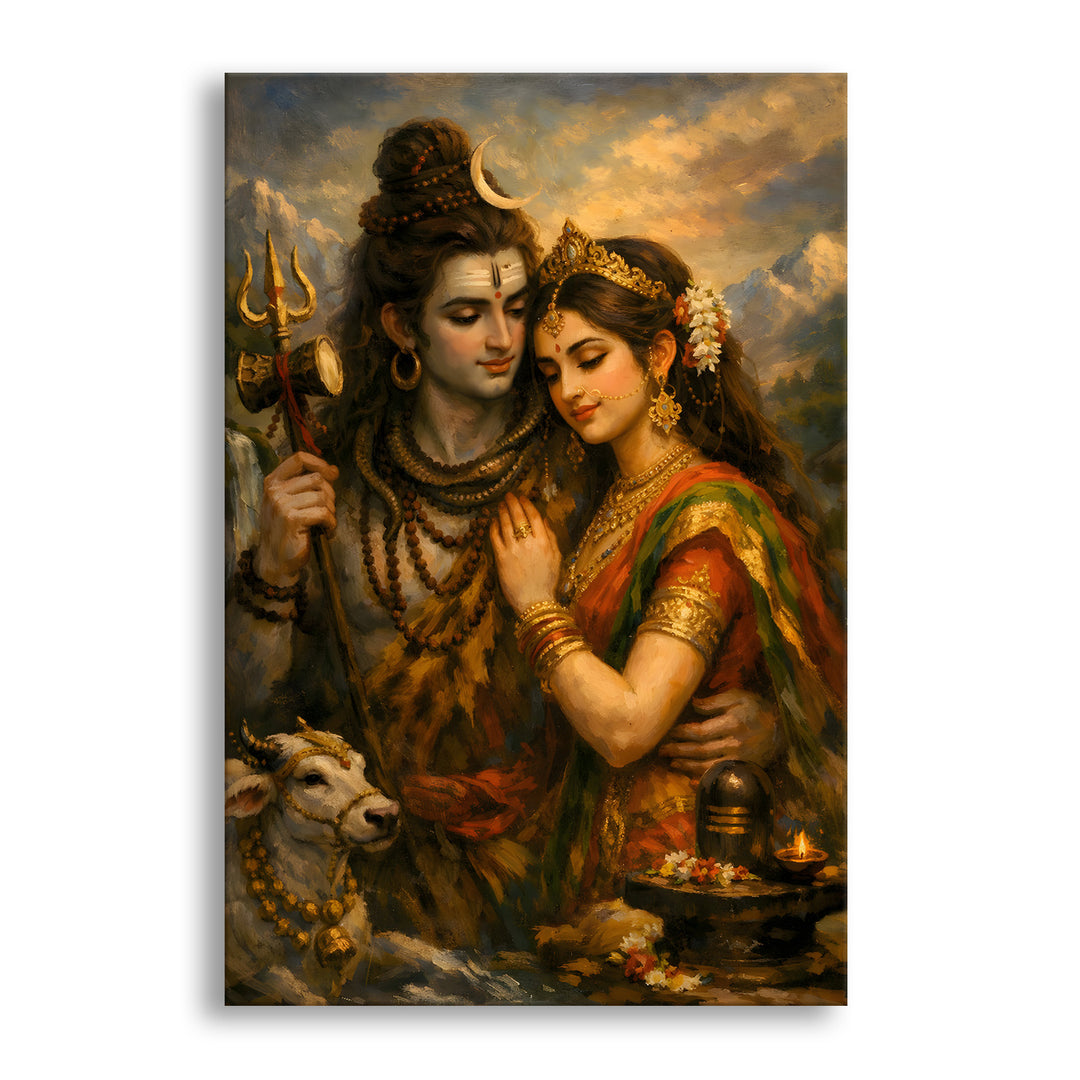 Lord Shiva Wall Art | HD Canvas Print Gallery Wrap Painting | Ready to Hang | Perfect for Pooja Room & Office Décor | Size: 20x30 Inch (SHWA08)