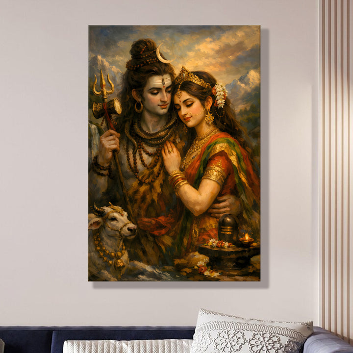 Lord Shiva Wall Art | HD Canvas Print Gallery Wrap Painting | Ready to Hang | Perfect for Pooja Room & Office Décor | Size: 20x30 Inch (SHWA08)