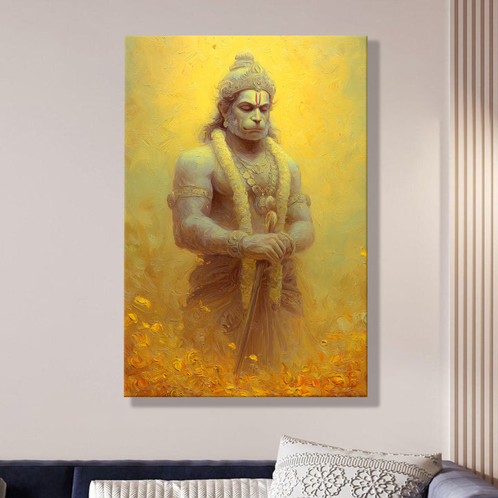 Lord Hanuman Wall Art | HD Canvas Print Gallery Wrap Painting | Ready to Hang | Perfect for Pooja Room & Office Décor | Size: 20x30 Inch (BBWA09)