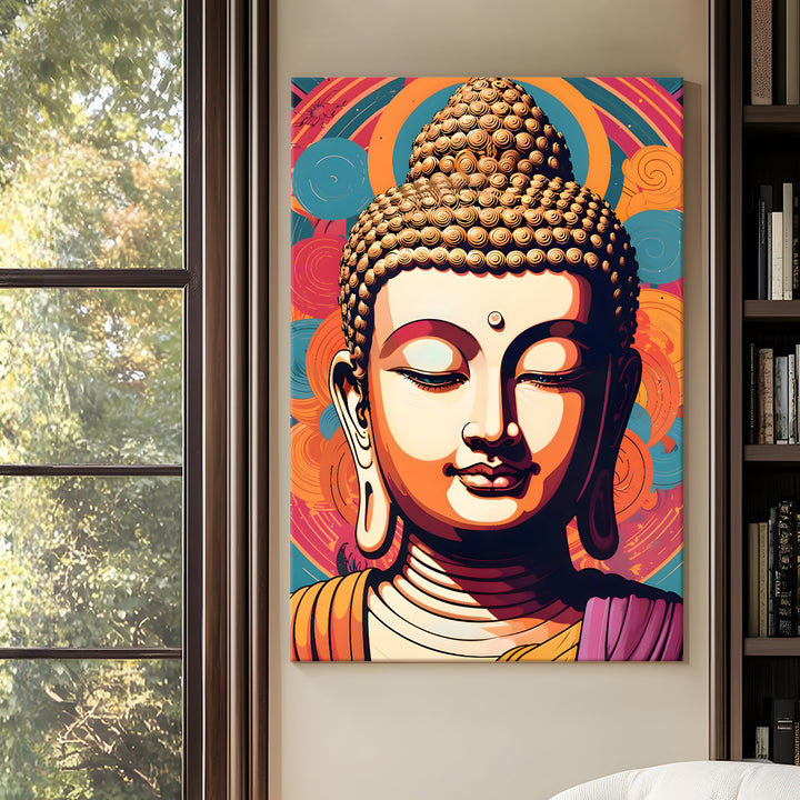 Serene Buddha Meditation Wall Art | HD Canvas Print Gallery Wrap Painting | Ready to Hang | Perfect for Pooja Room & Office Décor | Size: 20x30 Inch (BDWA57)