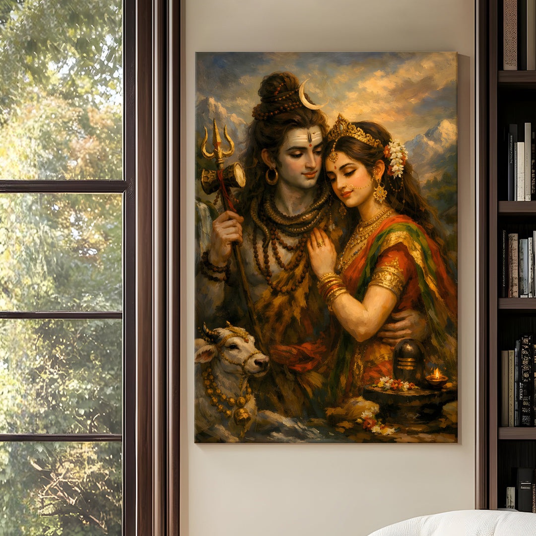 Lord Shiva Wall Art | HD Canvas Print Gallery Wrap Painting | Ready to Hang | Perfect for Pooja Room & Office Décor | Size: 20x30 Inch (SHWA08)