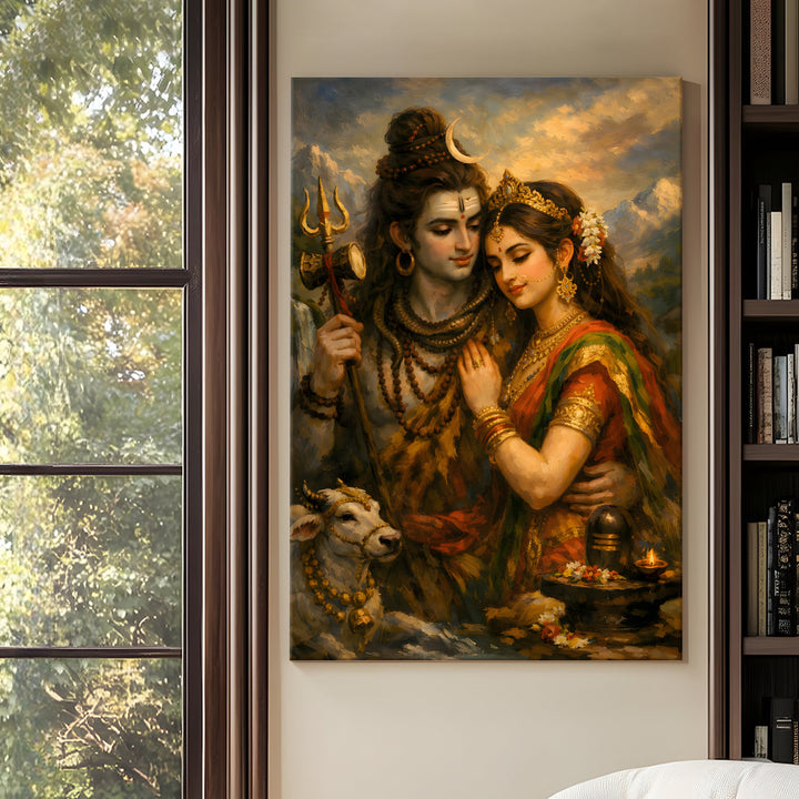 Lord Shiva Wall Art | HD Canvas Print Gallery Wrap Painting | Ready to Hang | Perfect for Pooja Room & Office Décor | Size: 20x30 Inch (SHWA08)
