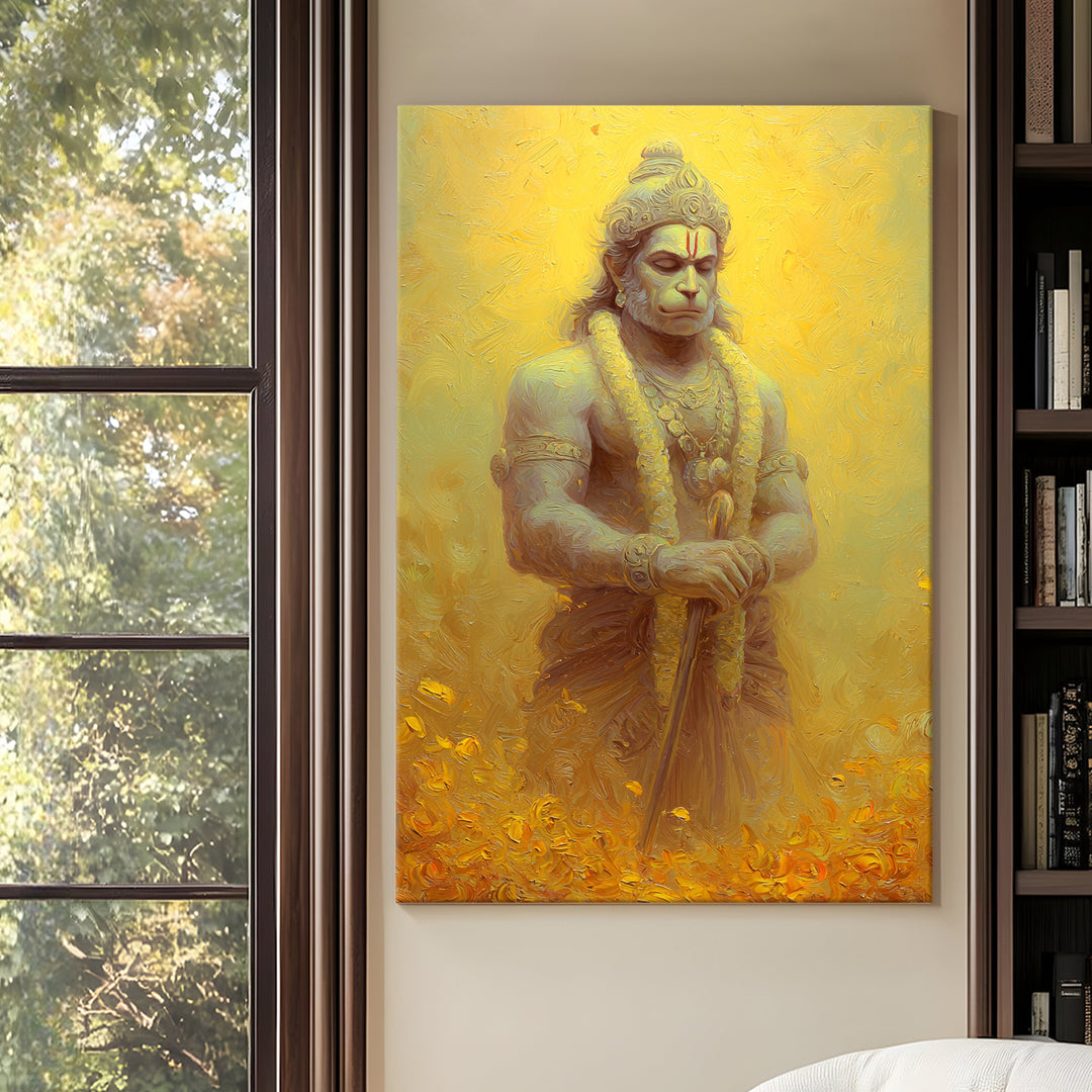 Lord Hanuman Wall Art | HD Canvas Print Gallery Wrap Painting | Ready to Hang | Perfect for Pooja Room & Office Décor | Size: 20x30 Inch (BBWA09)