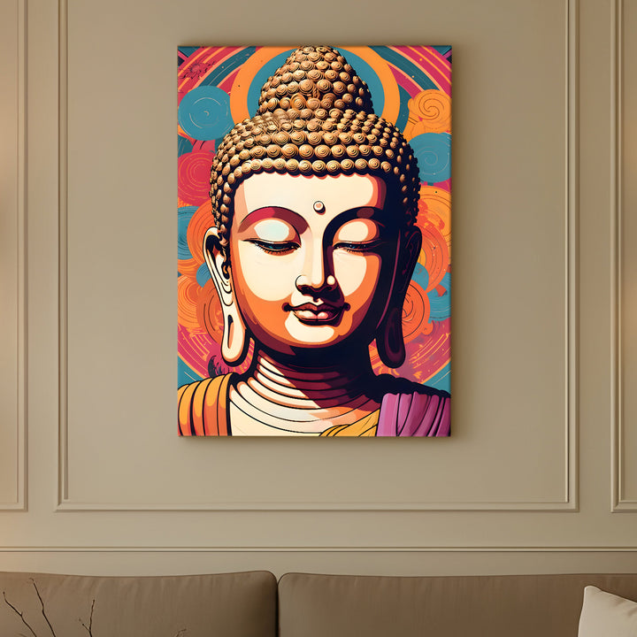 Serene Buddha Meditation Wall Art | HD Canvas Print Gallery Wrap Painting | Ready to Hang | Perfect for Pooja Room & Office Décor | Size: 20x30 Inch (BDWA57)