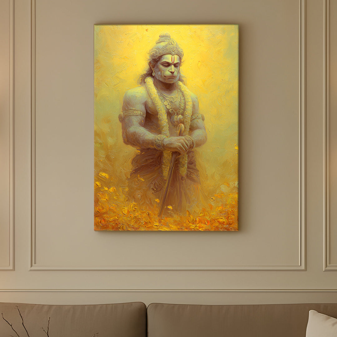 Lord Hanuman Wall Art | HD Canvas Print Gallery Wrap Painting | Ready to Hang | Perfect for Pooja Room & Office Décor | Size: 20x30 Inch (BBWA09)