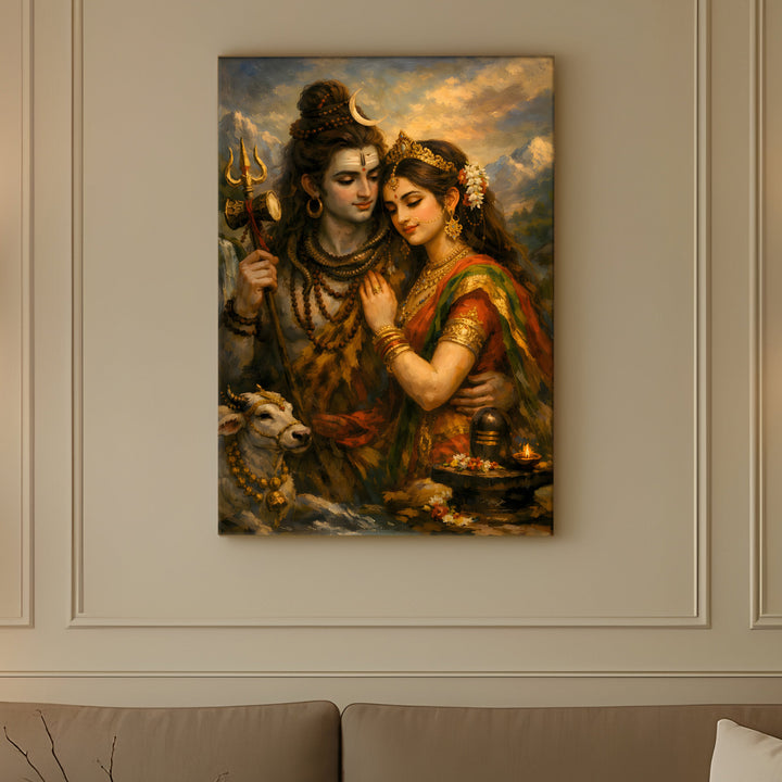 Lord Shiva Wall Art | HD Canvas Print Gallery Wrap Painting | Ready to Hang | Perfect for Pooja Room & Office Décor | Size: 20x30 Inch (SHWA08)