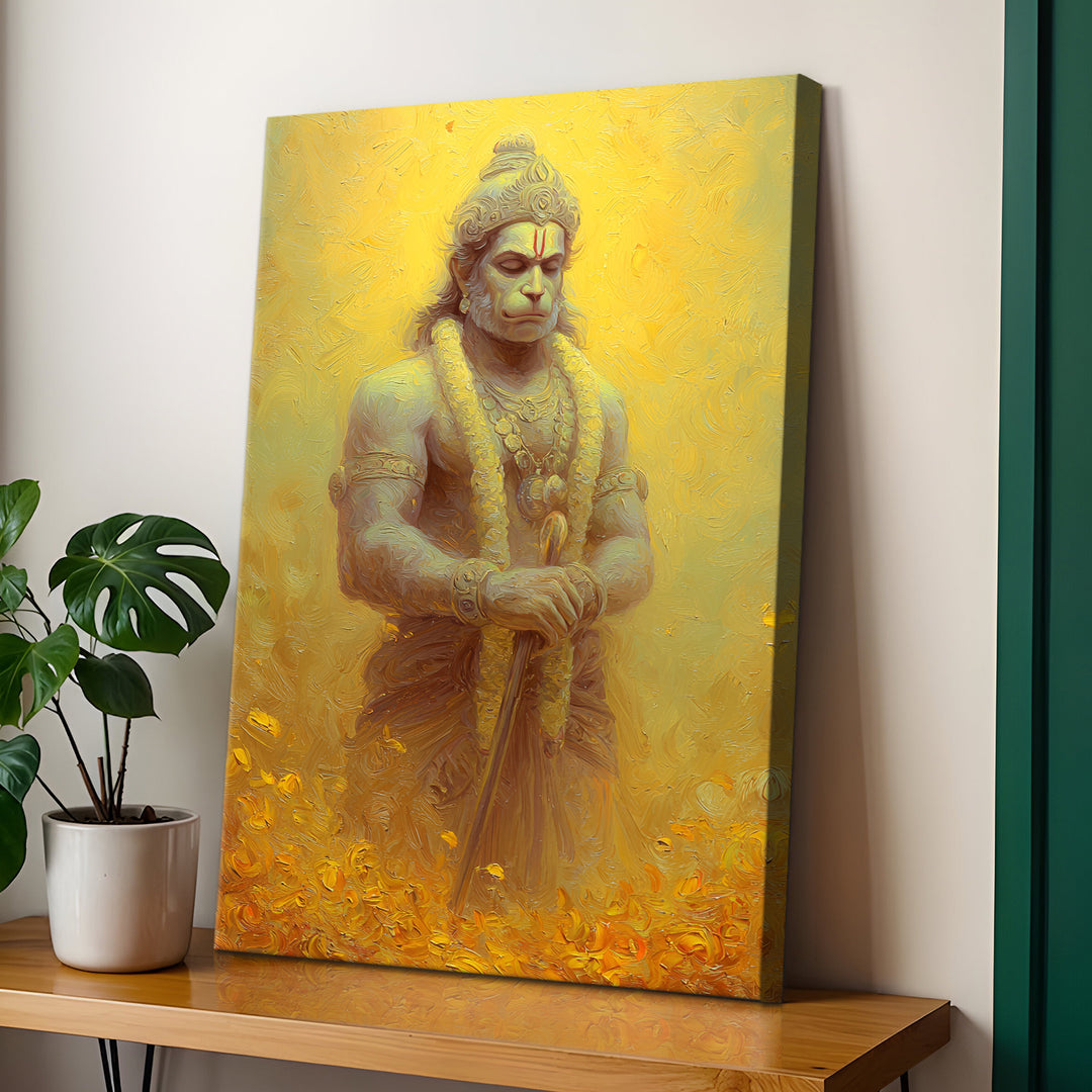 Lord Hanuman Wall Art | HD Canvas Print Gallery Wrap Painting | Ready to Hang | Perfect for Pooja Room & Office Décor | Size: 20x30 Inch (BBWA09)